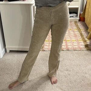 New frontier genuine suede straight leg pants in sand